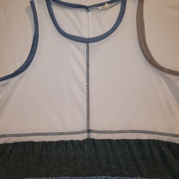 Womens Color Block Ruffle Hem Flowy Heathered Tank Top Mystree Size Small - Picture 3 of 10